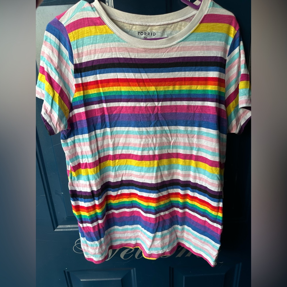 Torrid Rainbow Stripe Tee in Multicolor